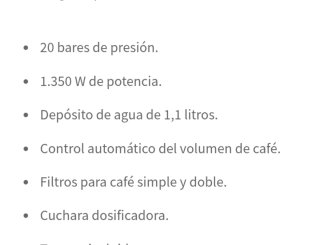 Cafetera Ambiano, color Crema, 20 Bares, 2 filtros