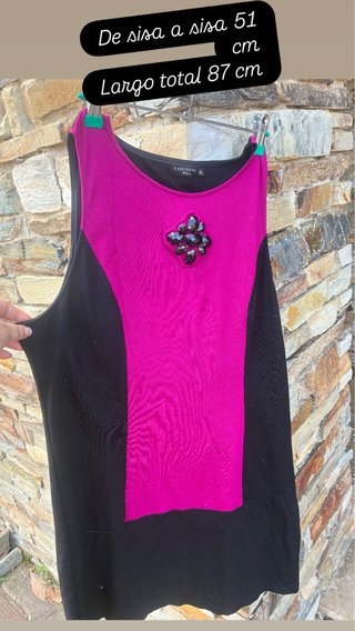 Vestido Cortefiel Negro y Fucsia Talla XXXL