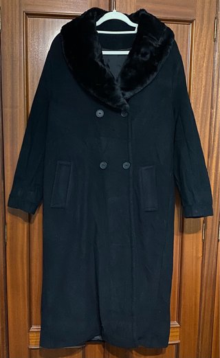 Abrigo Lana/Cachemira Negro Talla L