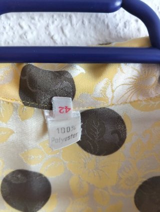 Camisa Vintage Amarilla con Topos Marrón