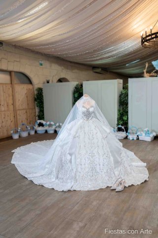 Vestido de novia con cola larga