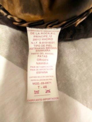 Abrigo alta peletería Vintage De la Roca Nuevo T.L