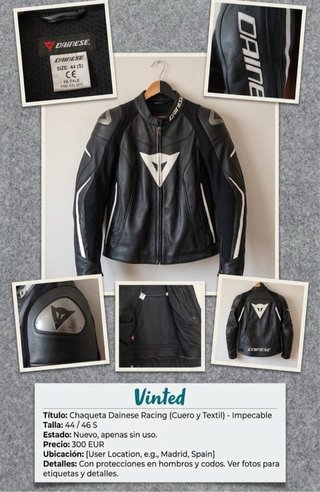 Chaqueta Moto Dainese Racing 3 Cuero Talla 44