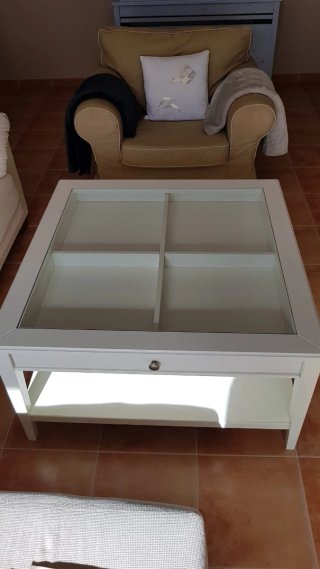 Mesa de centro blanca Ikea cristal y madera