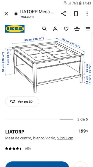 Mesa de centro Ikea cristal y madera