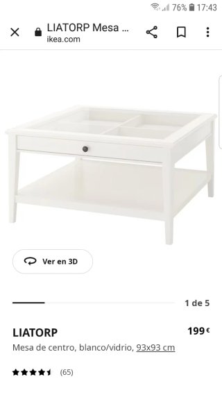 Mesa de centro Ikea cristal y madera