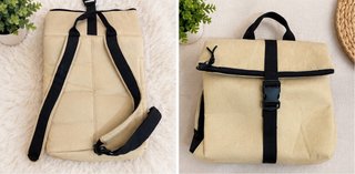 Mochila Beige Hecha a Mano Espaciosa