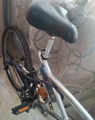 Bicicleta de montaña plateada