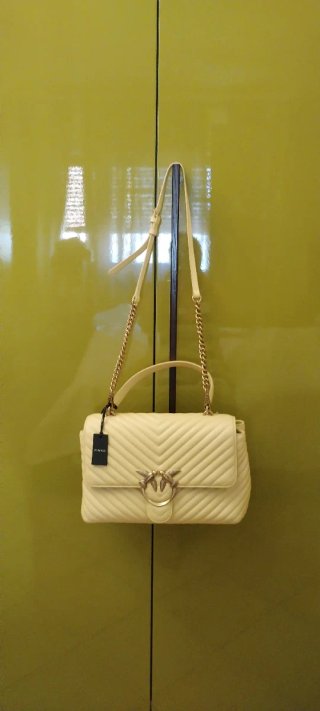 Borsa Pinko Love One Chevron Gialla