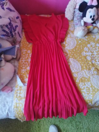 Vestido Rojo Plisado