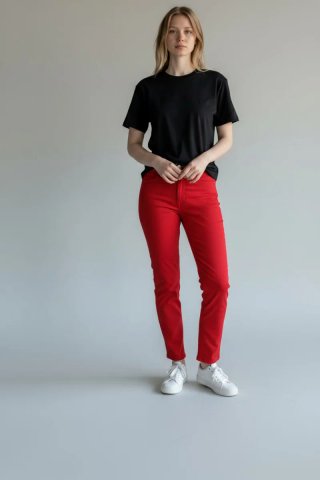Pantalones Vaqueros Skinny Fit Rojos Talla 44