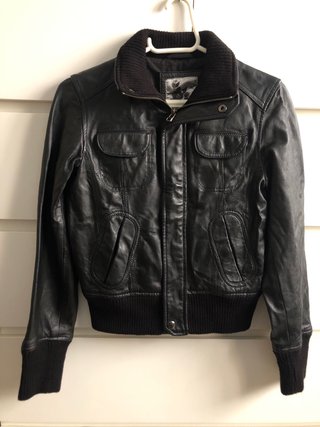 Chaqueta de cuero de oveja Mango negra