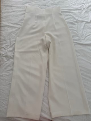 Pantalón Zara cropped de vestir blanco roto