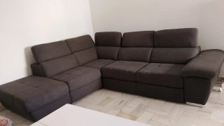 Divano letto contenitore marrone/grigio