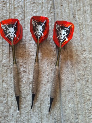 Dardos con calaveras, estuche y puntas.