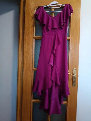 Vestido Burdeos con Volantes Talla Unica