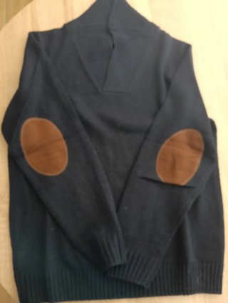 Jersey Azul con Coderas Marrones