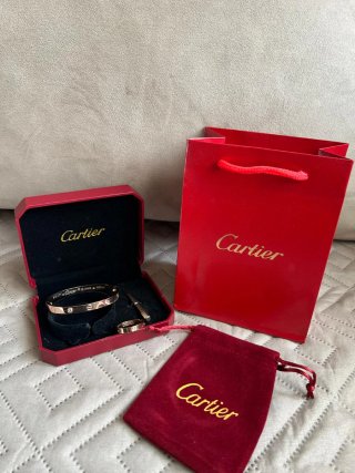 Set Pulsera+Anillo Cartier acero inoxidable rosa