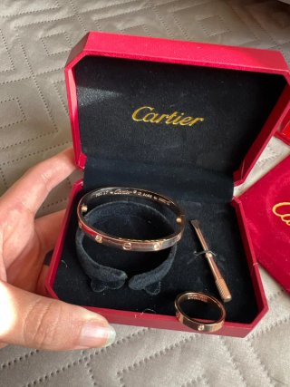 Set Pulsera+Anillo Cartier acero inoxidable rosa