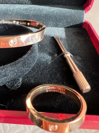 Set Pulsera+Anillo Cartier acero inoxidable rosa
