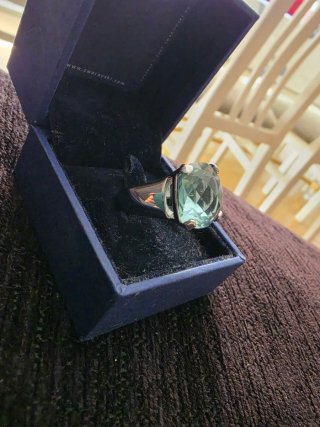 Anillo Swarovski Cristal Azul y Plata