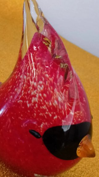 Figura di Cardinale Uccello in Vetro Soffiato