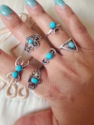 Lote de 6 Anillos Plateados boho NUEVOS