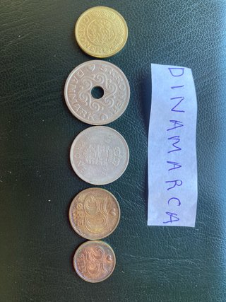 Lote de 5 Monedas de Dinamarca