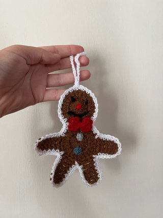 Adorno Navideño Muñeco de Jengibre de Crochet.