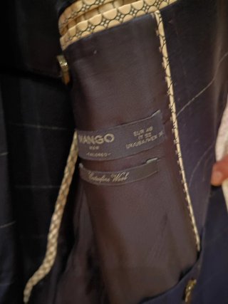 Traje de Hombre Azul con cuadros de líneas finas