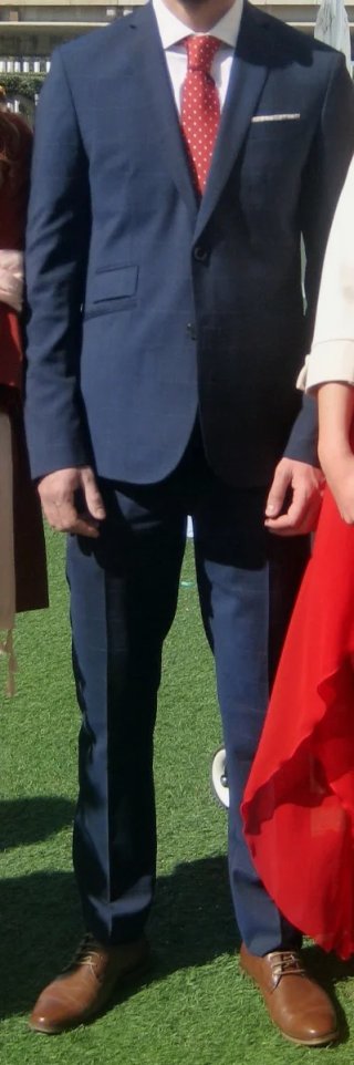 Traje de Hombre Azul con cuadros de líneas finas