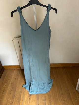 Vestido largo color verde azulado