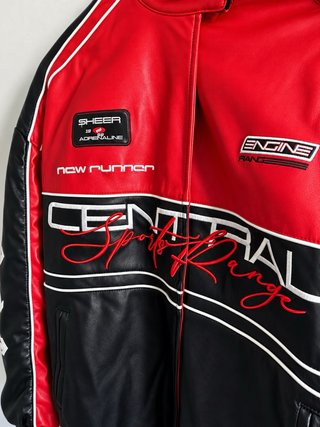 Chaqueta racing Bershka roja y negra XS