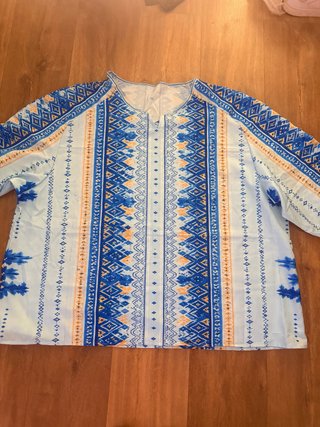 Blusa Étnica Geométrica Azul Talla 7XL