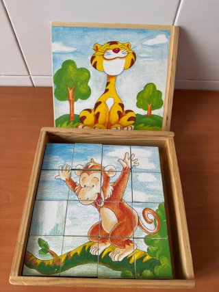 Puzzle cubos de Madera con Animales Juguettos