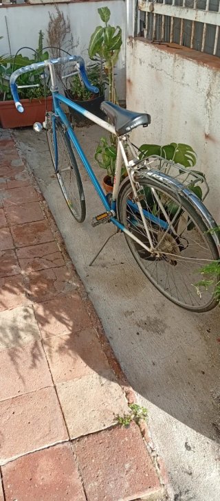 Bicicleta azul y blanca