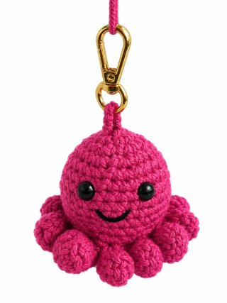 Llavero Pulpo de Ganchillo Fucsia