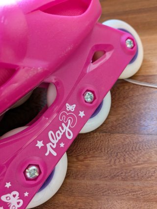 Patines en línea infantiles rosas, talla 32-34.