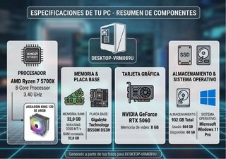 PC Gaming AMD Ryzen 7 5700X RTX 5060