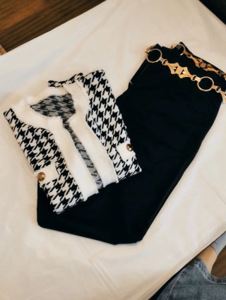 Giacca stile Chanel pied de poule