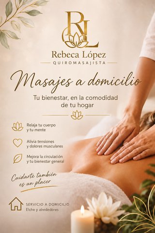 Quiromasajista a Domicilio, cabina|Elche alrededor