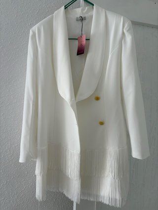Vestido blanco con flecos talla l-xl