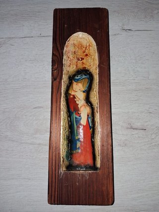 Placa de Pared Religiosa Vintage de Madera