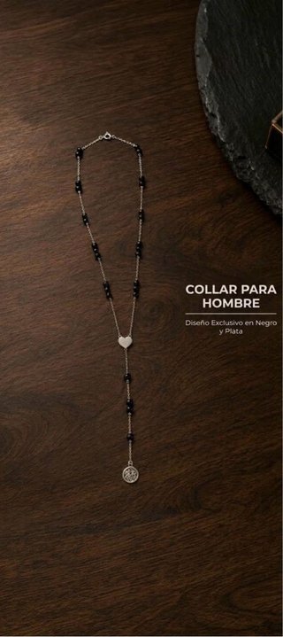 Collar para hombre plata y negro