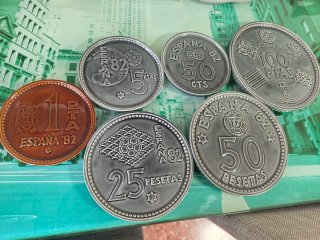 Lote 6 platos cerámica España Mundial 82 Pesetas