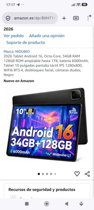 Tablet NIDUBIO 2026 128GB Negro
