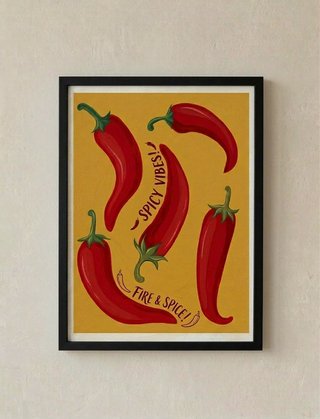 Lámina Spicy Vibes Chiles Guindilla Cocina A4 A3