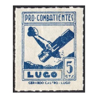Sello Pro-Combatientes Lugo 5 Cts Azul
