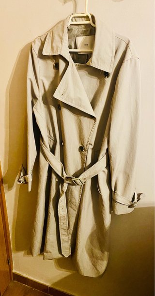 Gabardina Larga Gris Mango Talla M