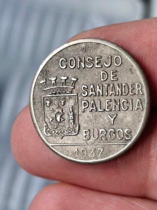 Moneda 1 peseta 1937 Santander, Palencia y Burgos.